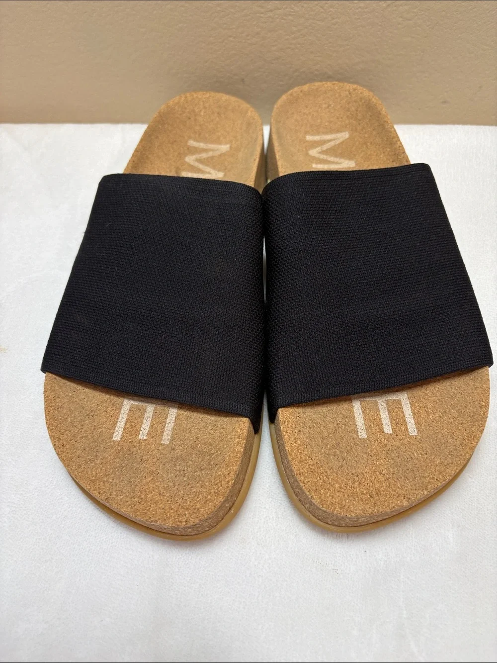 Message Footwear -The Shaw Slide Black Sandals - Cork Footbed